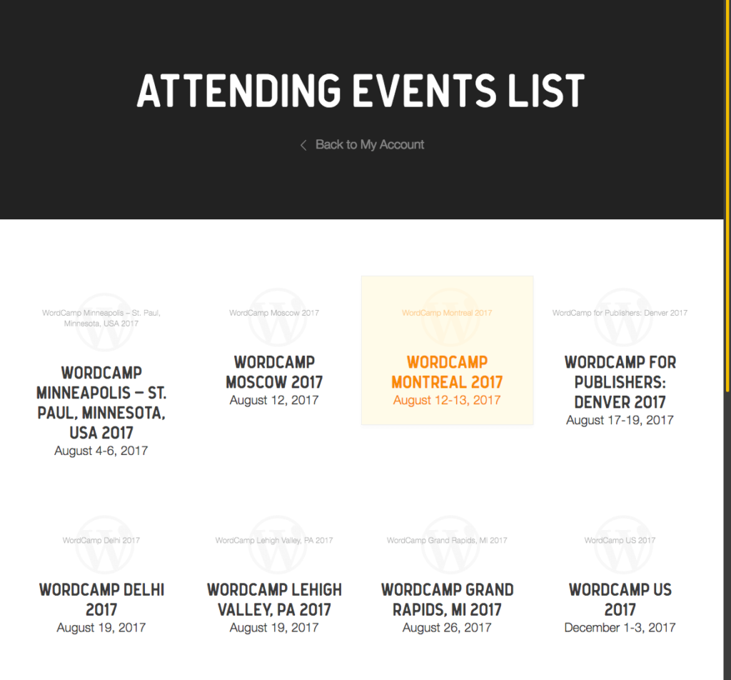 List of attending events.