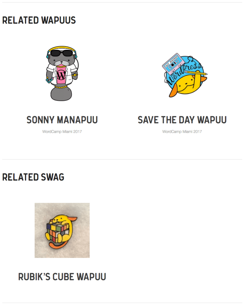 list of wapuus and swag timed to this event.